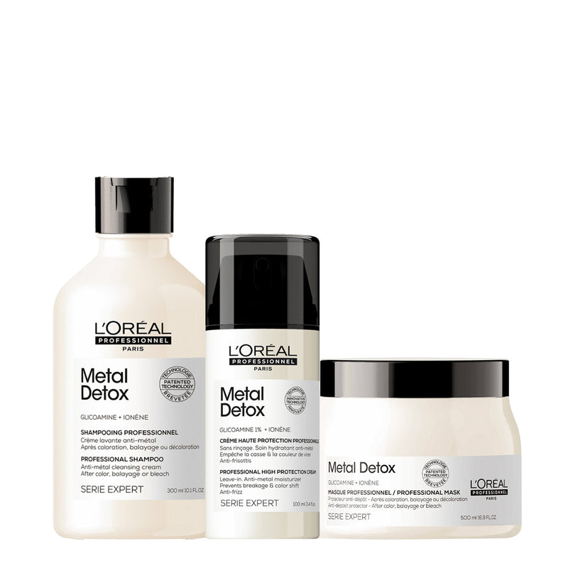 Kit Loréal Professionnel Metal Detox Shampoo Máscara G E Leave-In (3 Produtos)