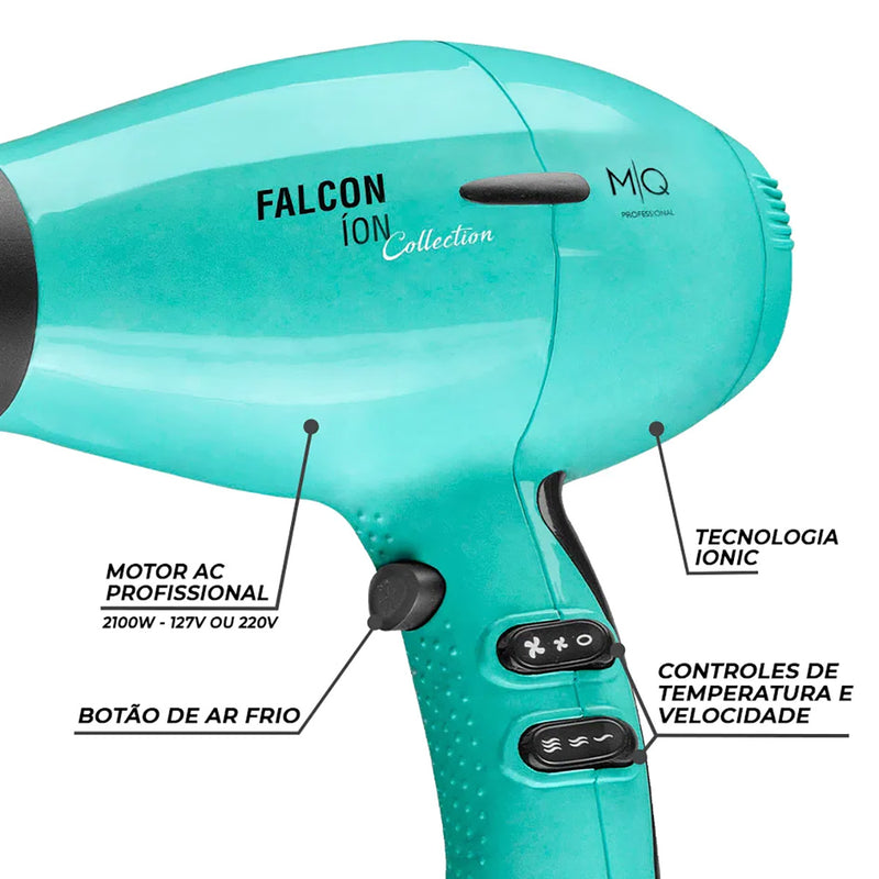 Mq Professional Falcon Acqua Verde 2100W - Secador De Cabelo 220V