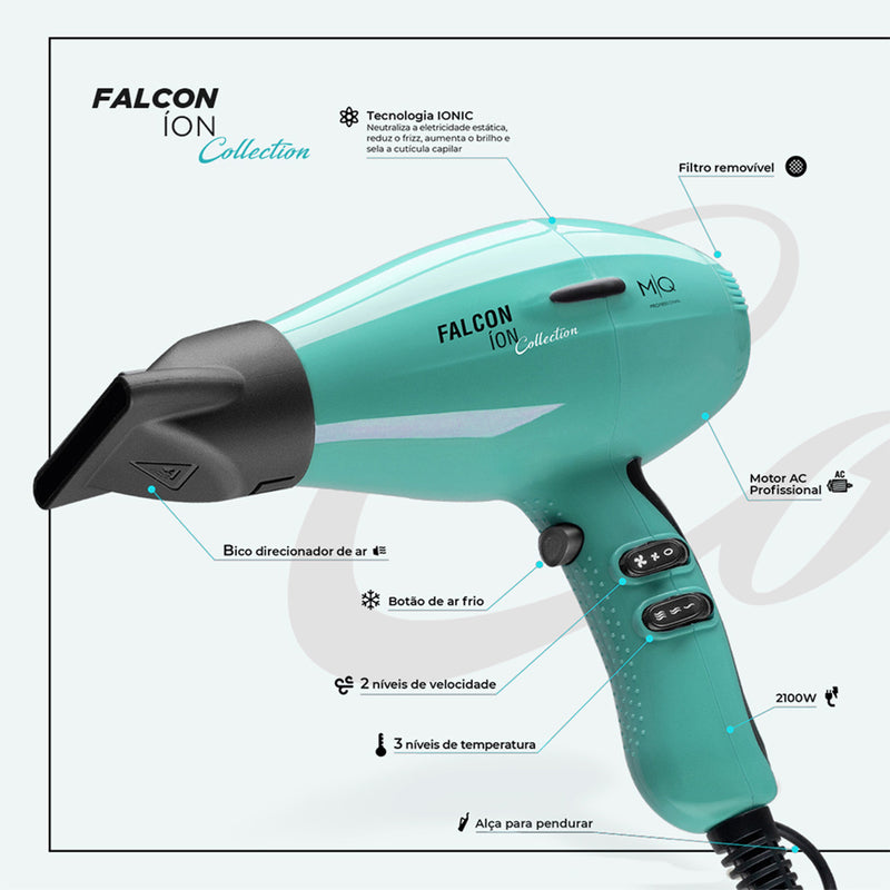 Mq Professional Falcon Acqua Verde 2100W - Secador De Cabelo 220V