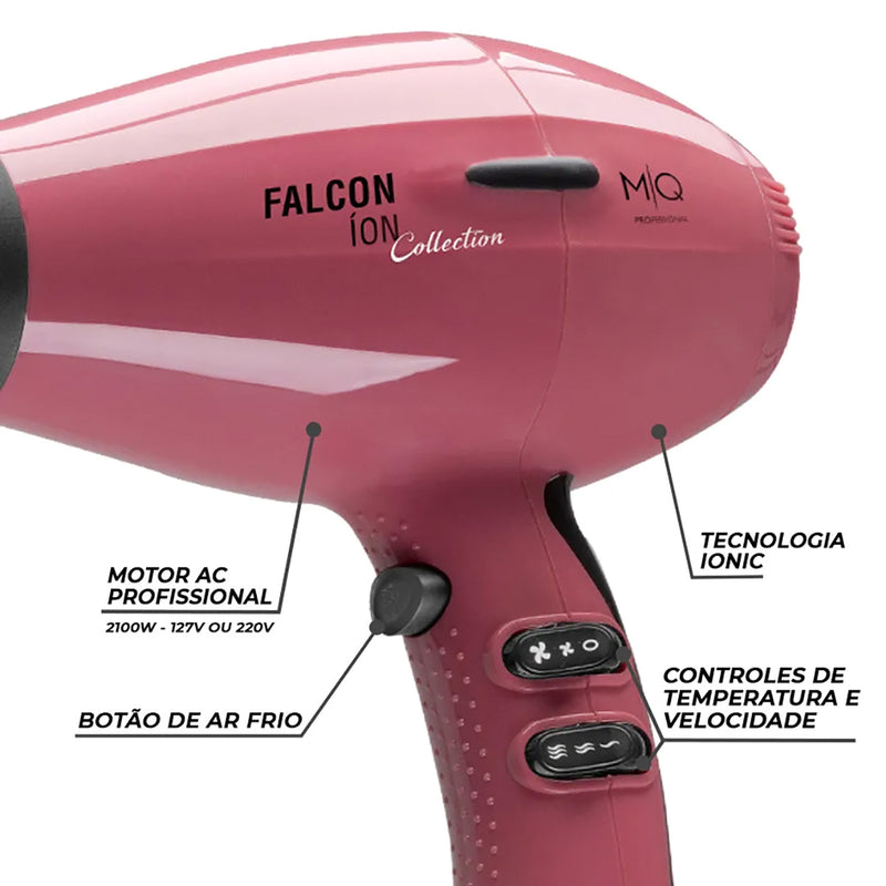Mq Professional Falcon Ion Collection Pink 2100W - Secador De Cabelo 220V
