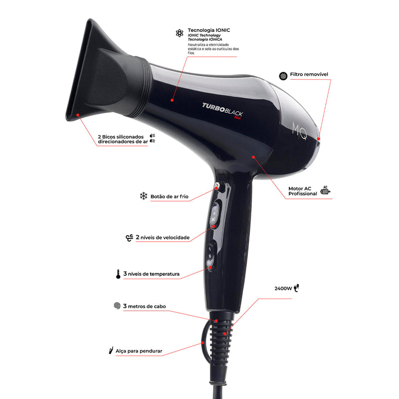 Mq Turbo Black Ion 2400W 127V - Secador De Cabelo