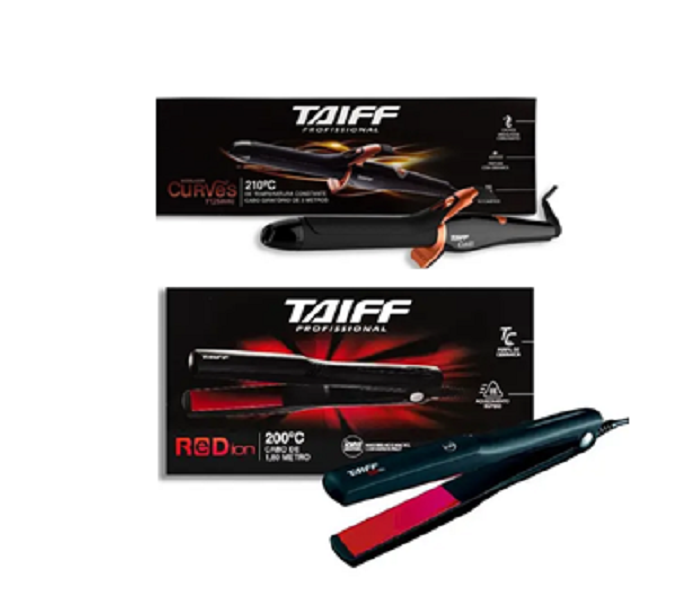 Taiff Chapinha Elegance Red Ion + Modelador De Cachos Curves 1" 25Mm