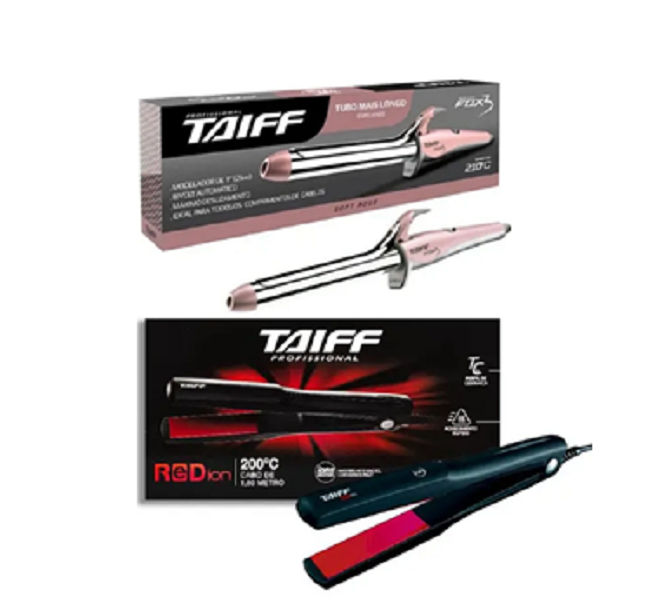 Taiff Chapinha Elegance Red Ion + Modelador De Cachos Fox 3 Soft Rose 1" 25Mm