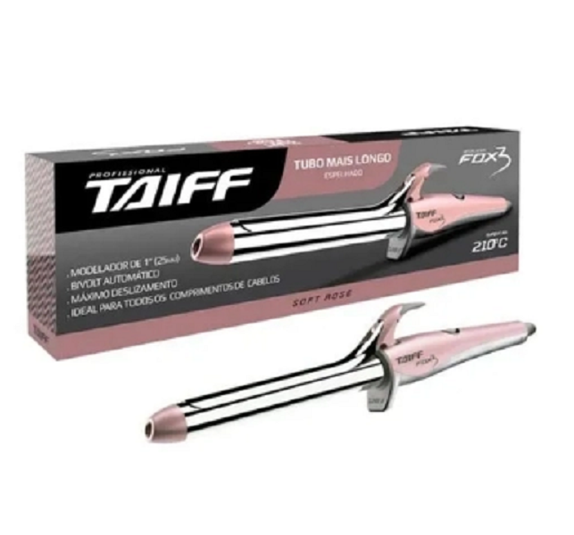 Taiff Chapinha Elegance Red Ion + Modelador De Cachos Fox 3 Soft Rose 1" 25Mm