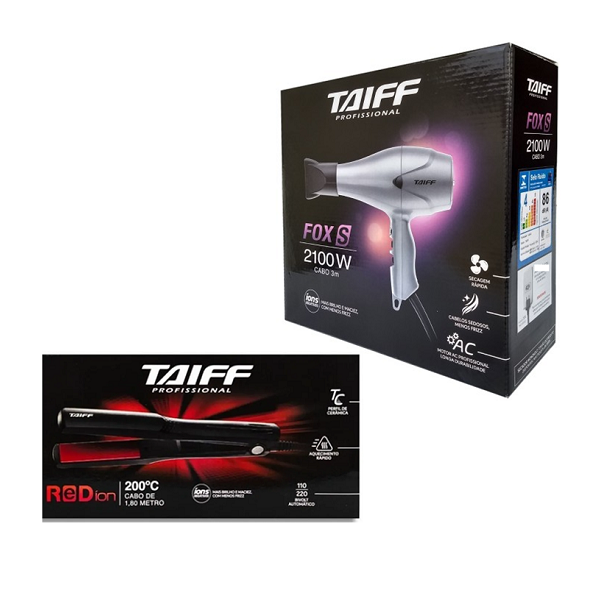 Taiff Secador Fox Ion S 2100W 110V+Elegance Red Íon 200C Bivolt